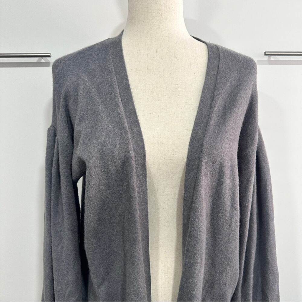 Hinge Gray Balloon Sleeve Open Front Cardigan Sweater Size M - Picture 4 of 11